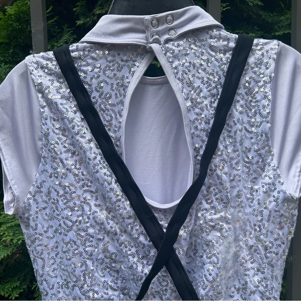 Silver Sequin Bodice & Black Wide-Leg Jazz/Tap Costume